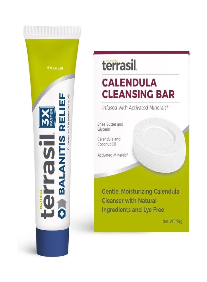 terrasil Balanitis Relief + Calendula Soap 2-Product Kit - Balanitis Treatment for Men, Natural Foreskin Ointment for Itch, Irritation & Redness Symptoms. Dermatologist Tested (.5oz Tube + Soap Bar) - Image 1
